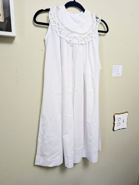 Chabre' White Lace Collar Sleeveless Kids Dress-sz 7-NWTS